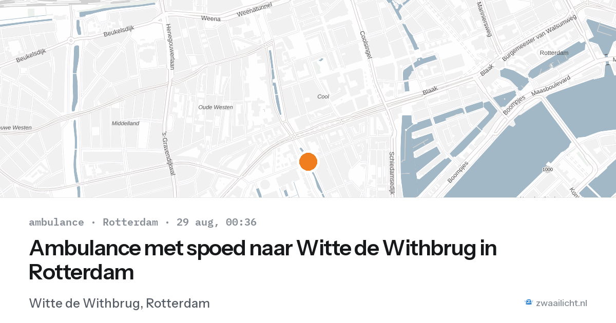 Ambulance met spoed naar Witte de Withbrug in Rotterdam — 28 aug 2026