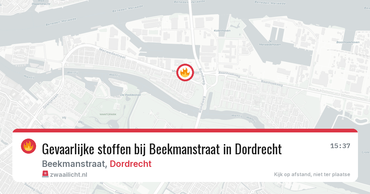 Gevaarlijke stoffen bij Beekmanstraat in Dordrecht — 6 jul 2026