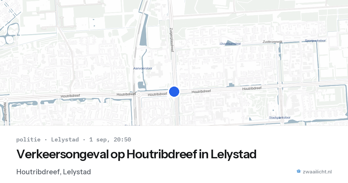 Verkeersongeval op Houtribdreef in Lelystad — 1 sep 2026
