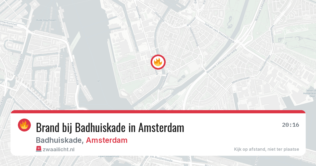Brand bij Badhuiskade in Amsterdam — 18 jun 2026