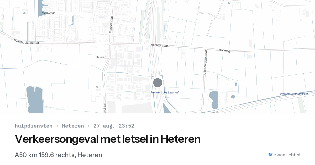 Verkeersongeval met letsel in Heteren — 27 aug 2026