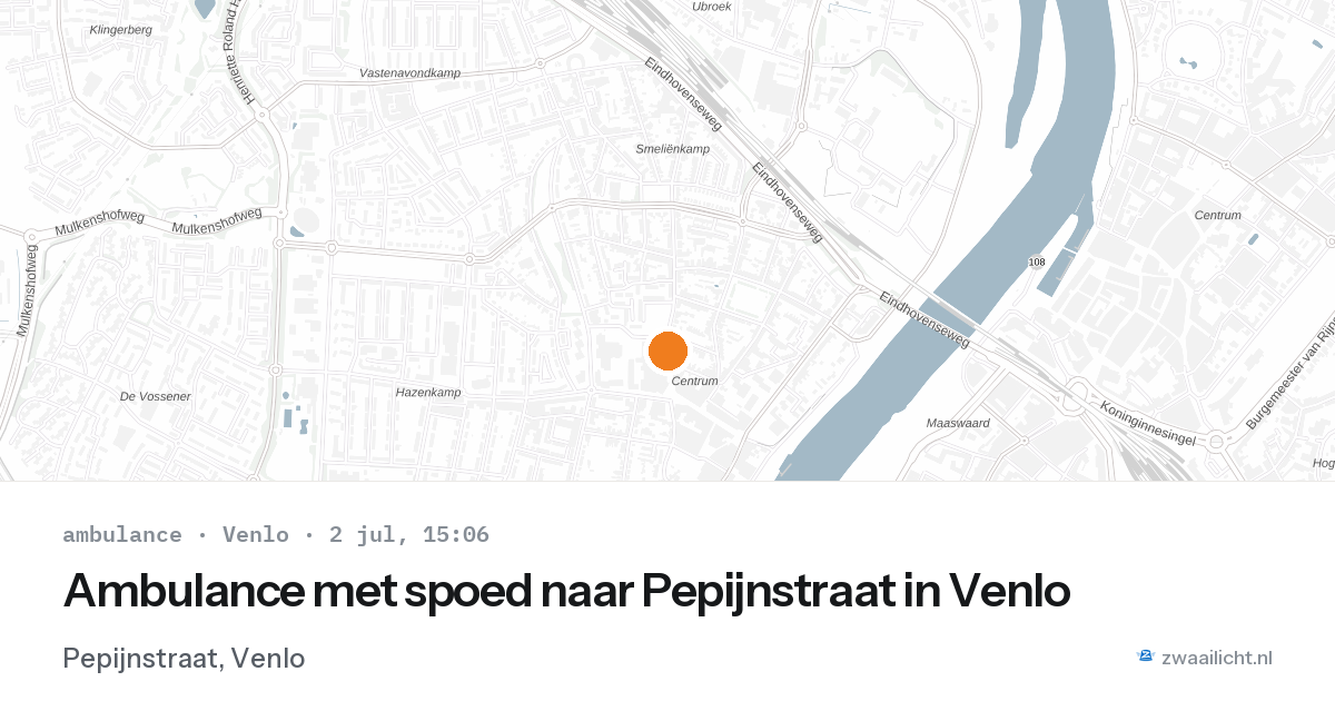 Ambulance met spoed naar Pepijnstraat in Venlo — 2 jul 2026