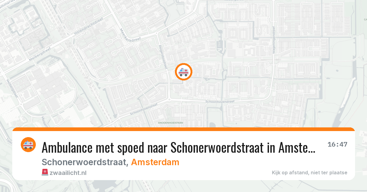 Ambulance met spoed naar Schonerwoerdstraat in Amsterdam — 20 apr 2026