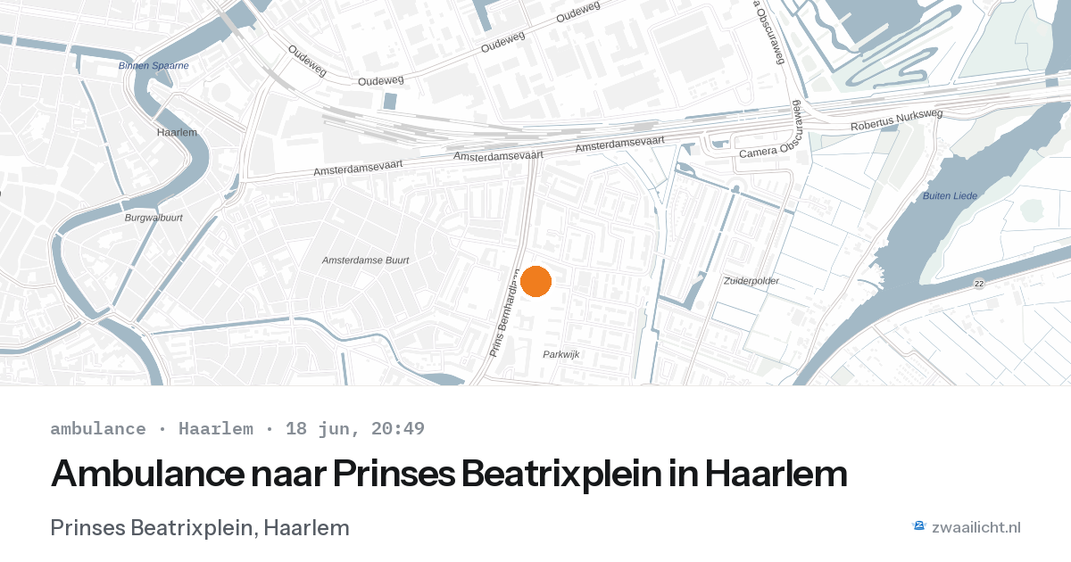 Ambulance naar Prinses Beatrixplein in Haarlem — 18 jun 2026