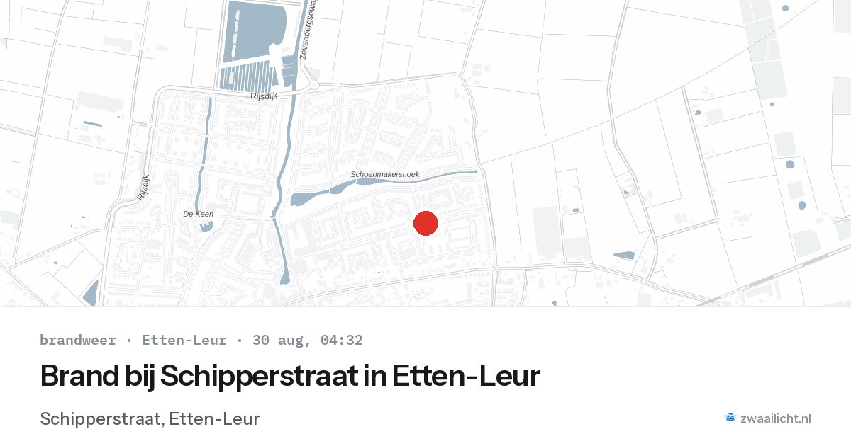 Brand bij Schipperstraat in Etten-Leur — 30 aug 2026