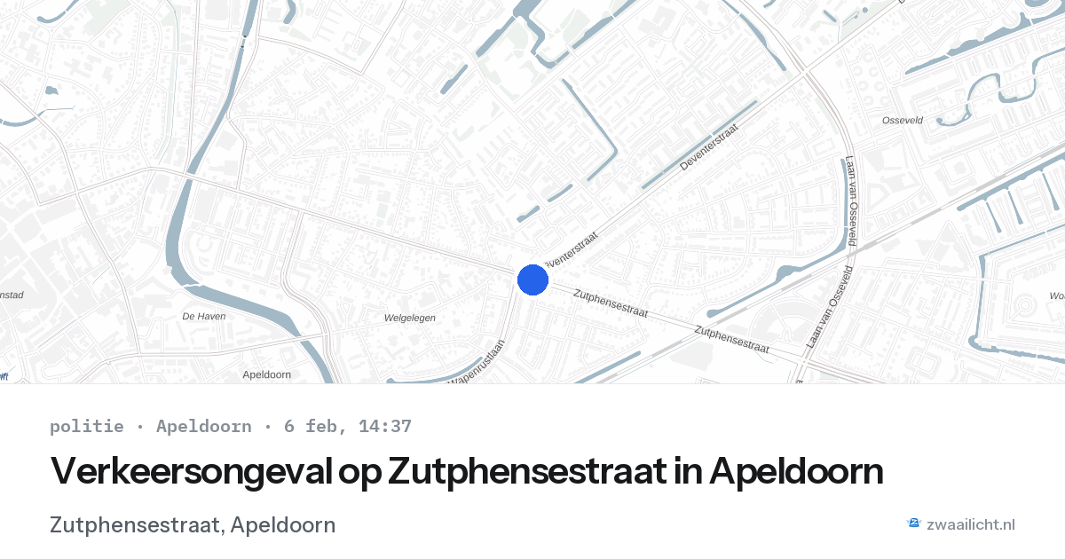 Verkeersongeval op Zutphensestraat in Apeldoorn — 6 feb 2026