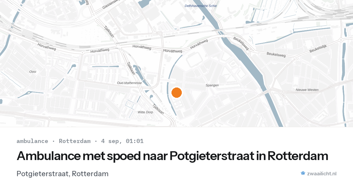Ambulance met spoed naar Potgieterstraat in Rotterdam — 3 sep 2026