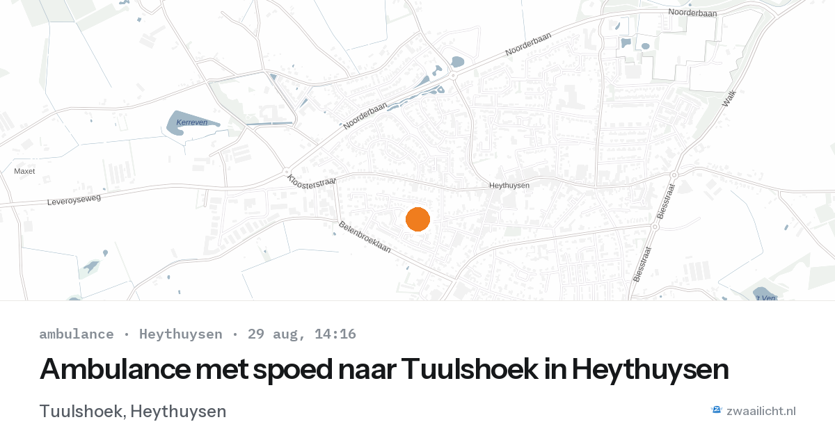 Ambulance met spoed naar Tuulshoek in Heythuysen — 29 aug 2026