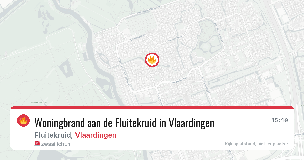 Woningbrand aan de Fluitekruid in Vlaardingen — 22 jun 2026