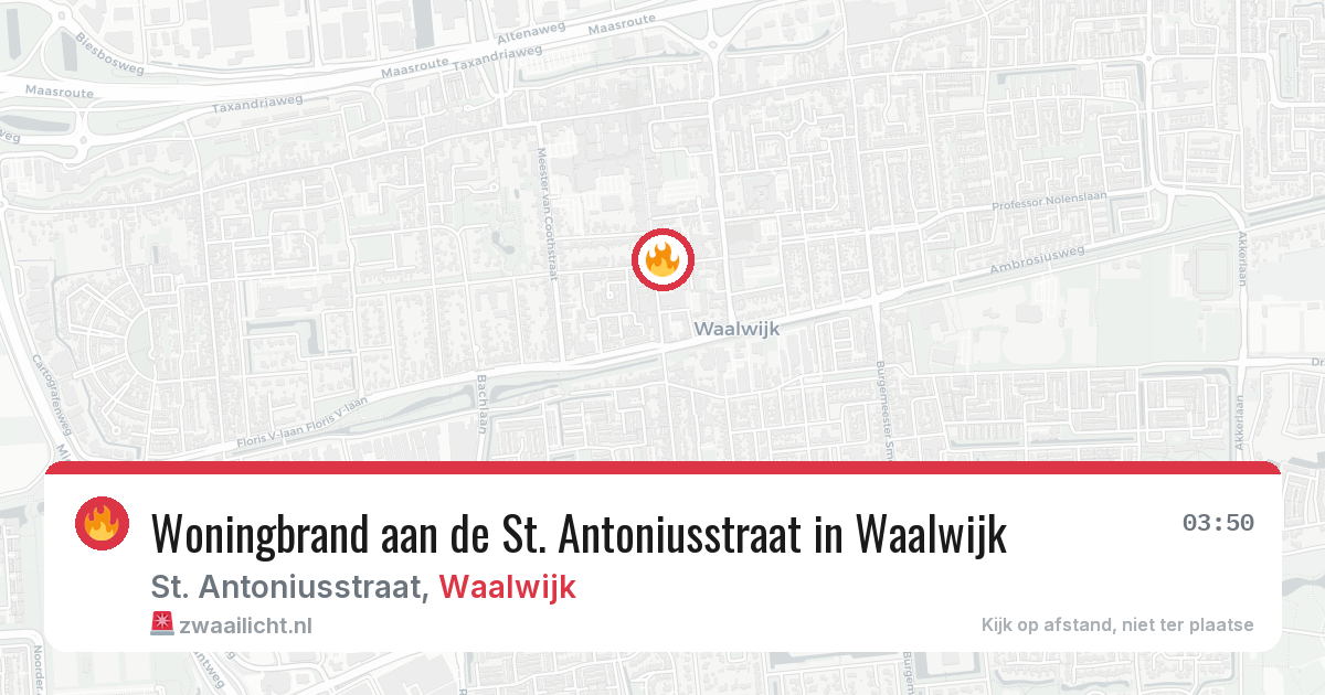 Woningbrand aan de St. Antoniusstraat in Waalwijk — 21 jun 2026