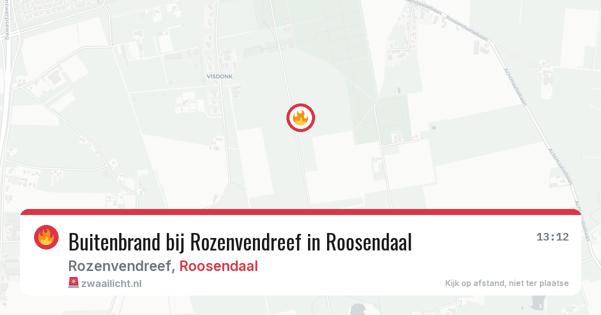 Buitenbrand bij Rozenvendreef in Roosendaal — 8 aug 2026