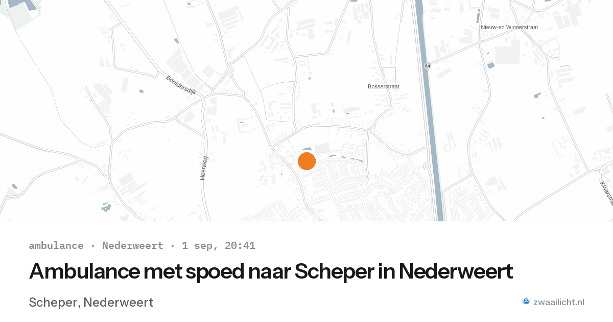 Ambulance met spoed naar Scheper in Nederweert — 1 sep 2026