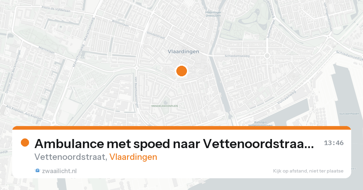 Ambulance met spoed naar Vettenoordstraat in Vlaardingen — 25 aug 2026