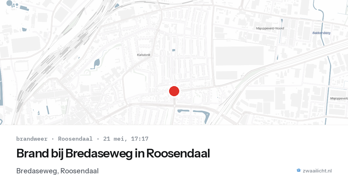 Brand bij Bredaseweg in Roosendaal — 21 mei 2026