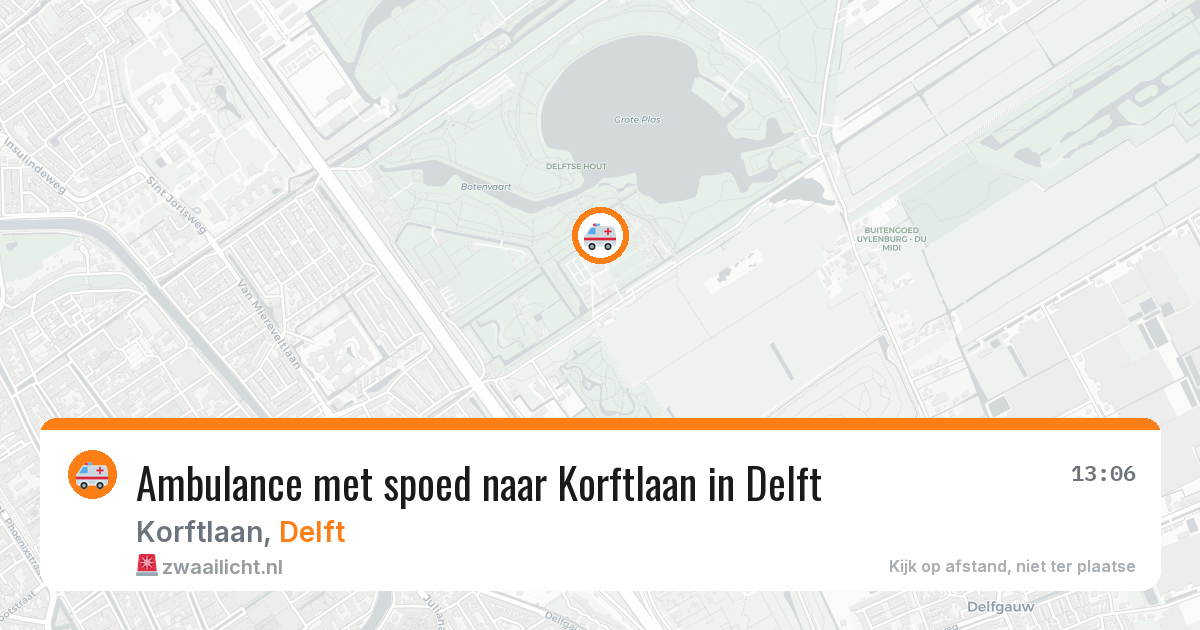 Ambulance met spoed naar Korftlaan in Delft — 25 mei 2026