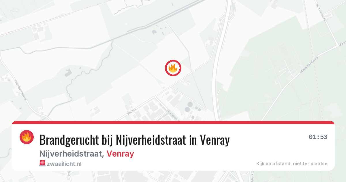 Brandgerucht bij Nijverheidstraat in Venray — 11 mei 2026
