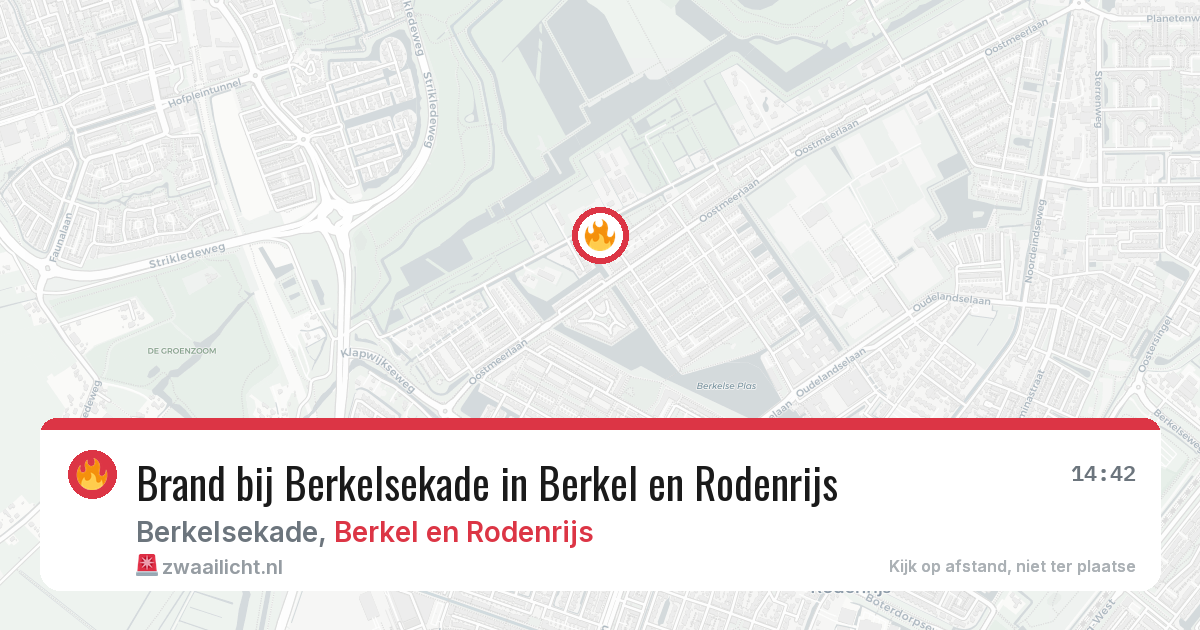 Brand bij Berkelsekade in Berkel en Rodenrijs — 5 aug 2026