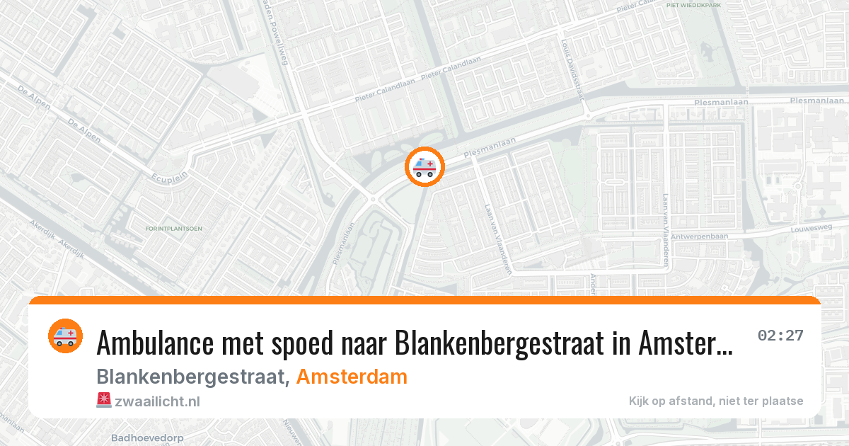 Ambulance met spoed naar Blankenbergestraat in Amsterdam — 3 aug 2026