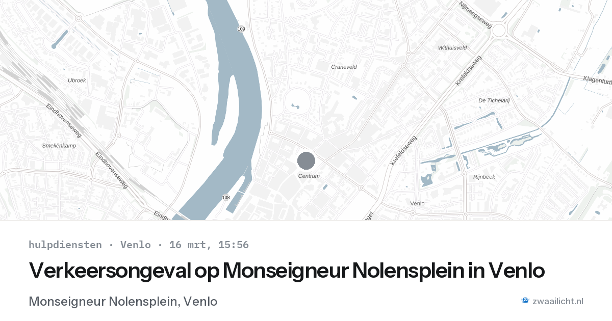 Verkeersongeval op Monseigneur Nolensplein in Venlo — 16 mrt 2026