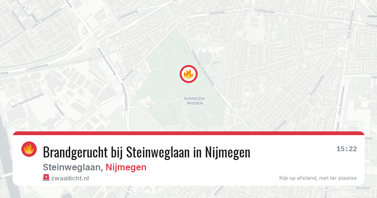 Brandgerucht bij Steinweglaan in Nijmegen — 8 aug 2026