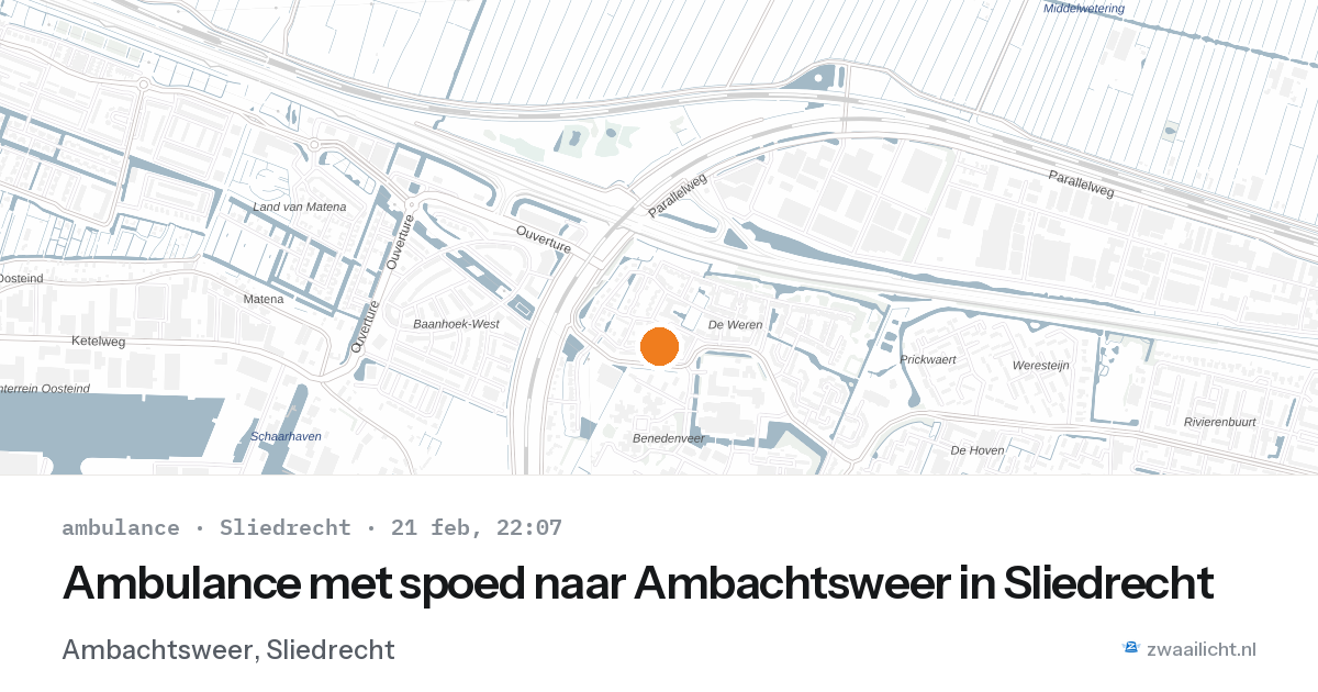 Ambulance met spoed naar Ambachtsweer in Sliedrecht — 21 feb 2026