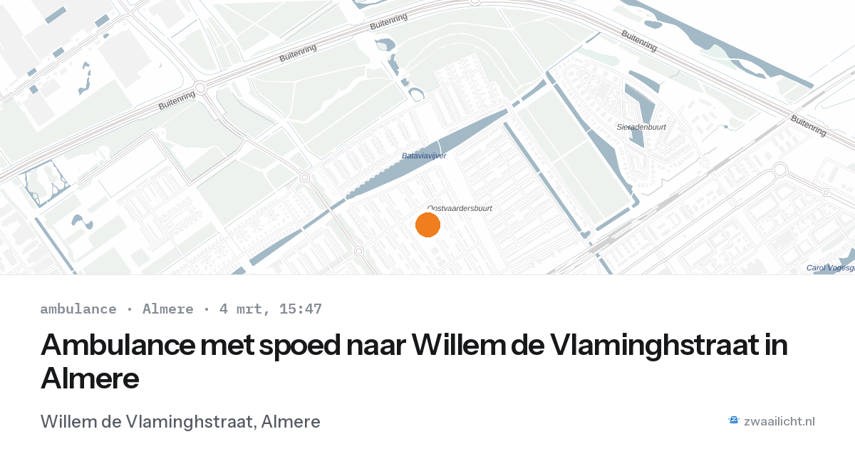 Ambulance met spoed naar Willem de Vlaminghstraat in Almere — 4 mrt 2026