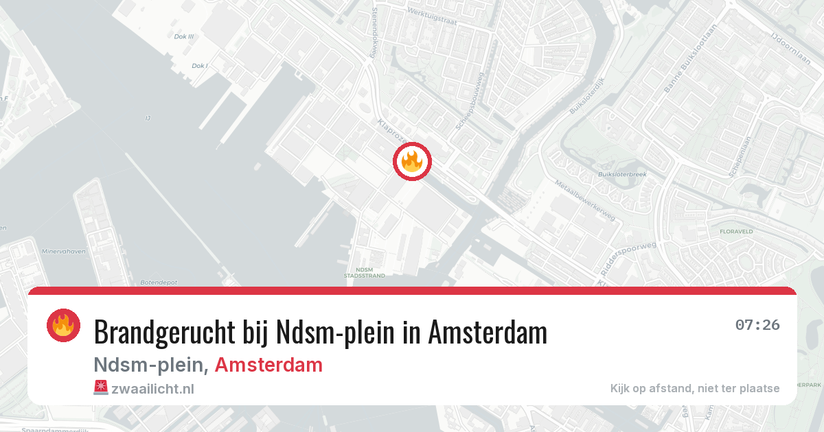Brandgerucht bij Ndsm-plein in Amsterdam — 8 aug 2026