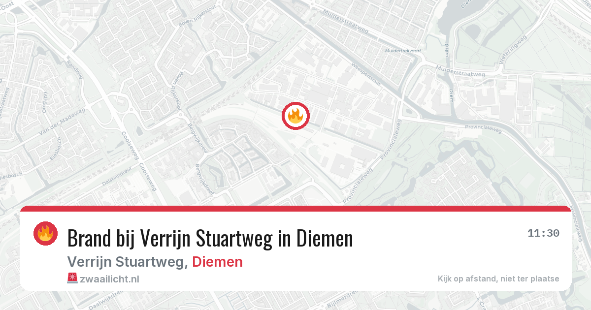 Brand bij Verrijn Stuartweg in Diemen — 5 aug 2026