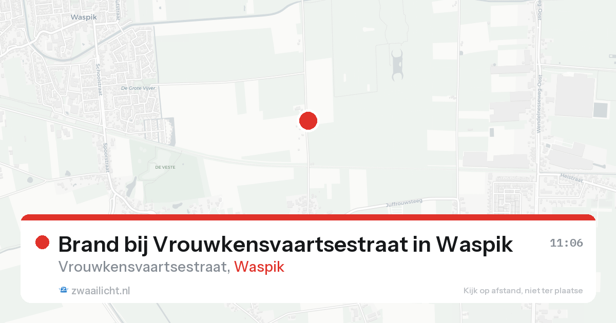 Brand bij Vrouwkensvaartsestraat in Waspik — 22 aug 2026