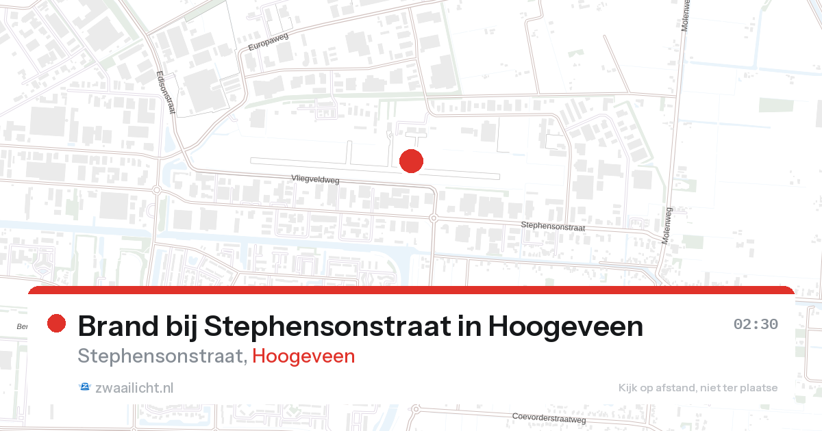 Brand bij Stephensonstraat in Hoogeveen — 22 aug 2026