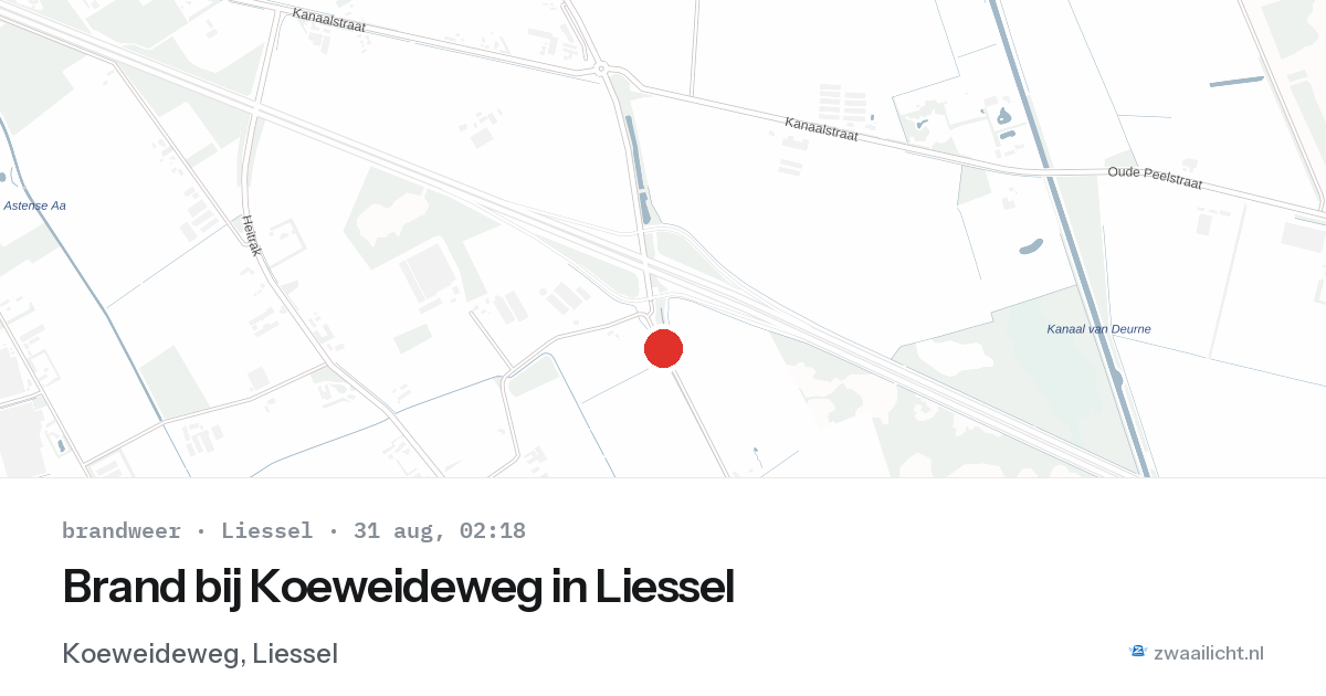 Brand bij Koeweideweg in Liessel — 31 aug 2026