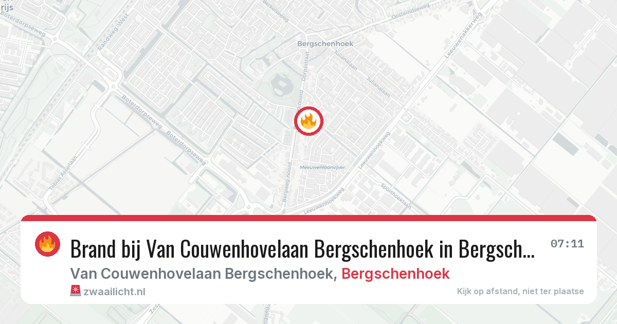Brand bij Van Couwenhovelaan Bergschenhoek in Bergschenhoek — 23 apr 2026