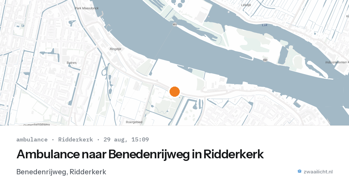 Ambulance naar Benedenrijweg in Ridderkerk — 29 aug 2026