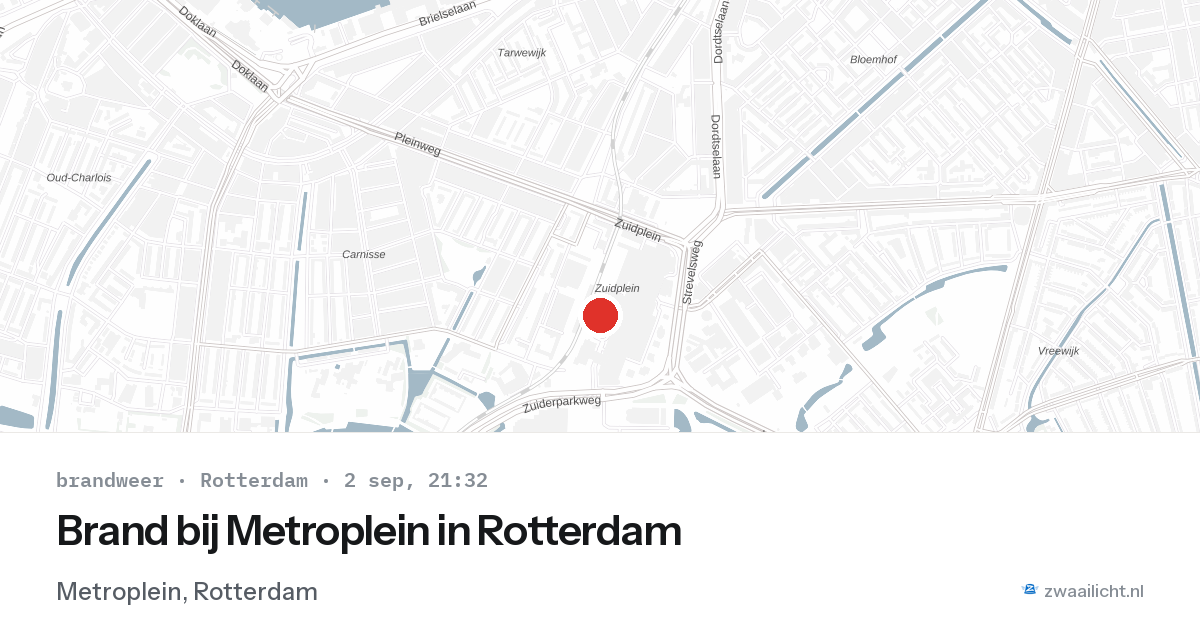 Brand bij Metroplein in Rotterdam — 2 sep 2026