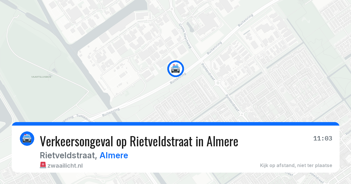 Verkeersongeval op Rietveldstraat in Almere — 24 apr 2026