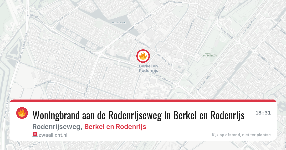 Woningbrand aan de Rodenrijseweg in Berkel en Rodenrijs — 26 jun 2026
