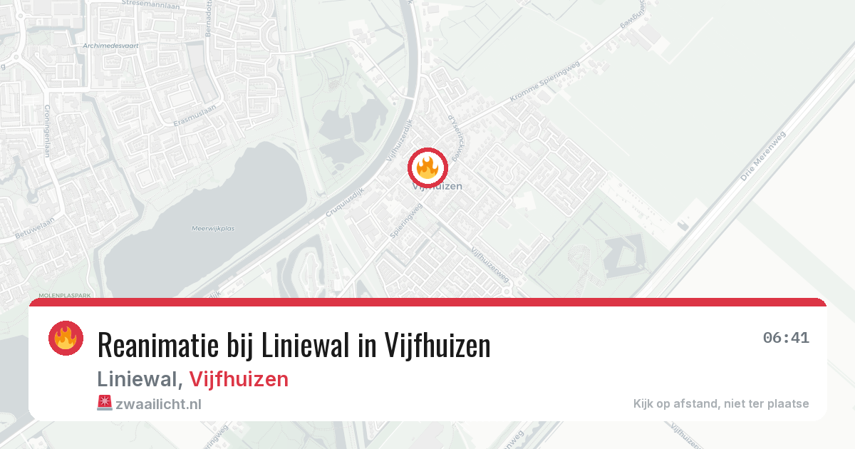 Reanimatie bij Liniewal in Vijfhuizen — 15 jul 2026