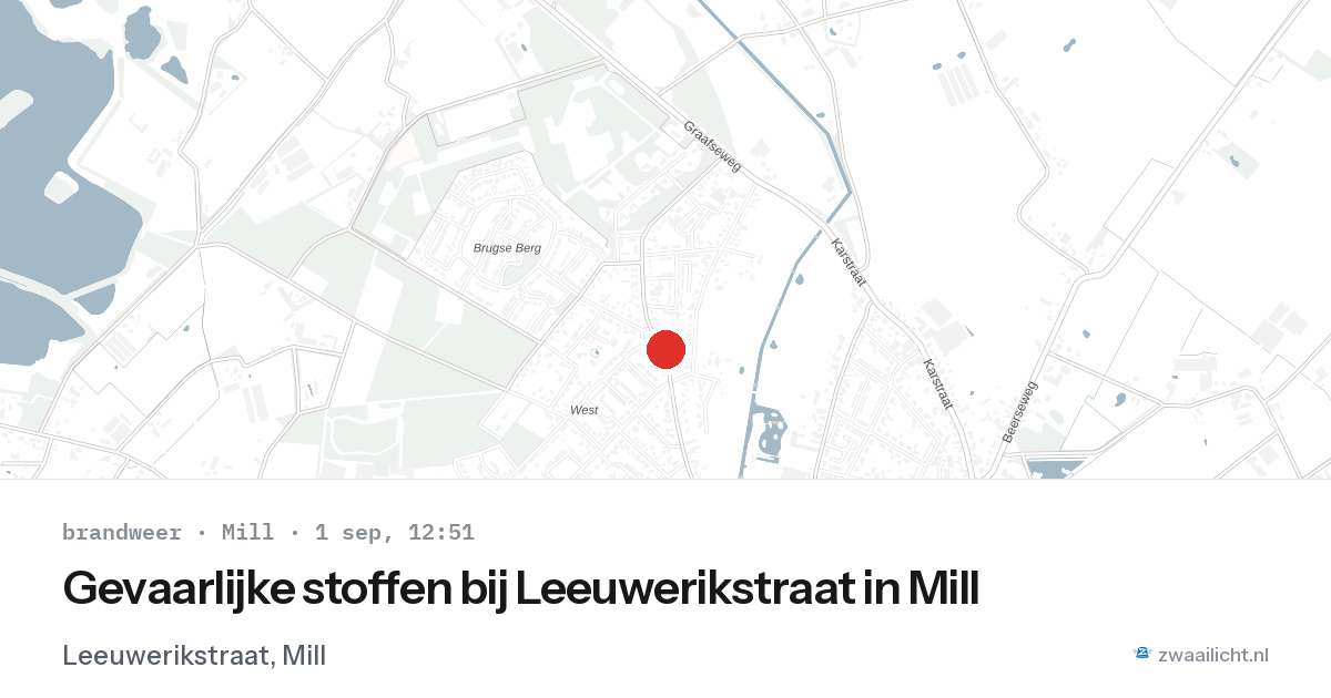 Gevaarlijke stoffen bij Leeuwerikstraat in Mill — 1 sep 2026