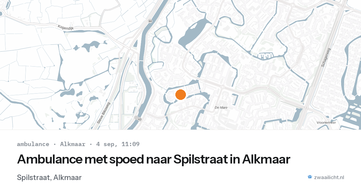 Ambulance met spoed naar Spilstraat in Alkmaar — 4 sep 2026