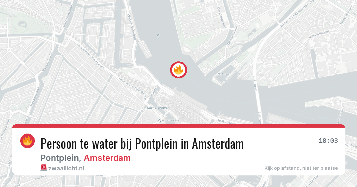 Persoon te water bij Pontplein in Amsterdam — 1 jul 2026