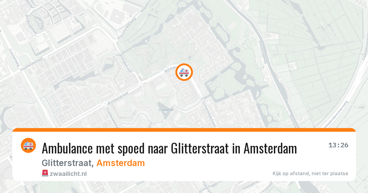 Ambulance met spoed naar Glitterstraat in Amsterdam — 15 jul 2026