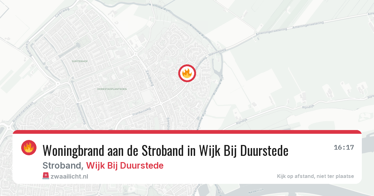 Woningbrand aan de Stroband in Wijk Bij Duurstede — 21 jul 2026