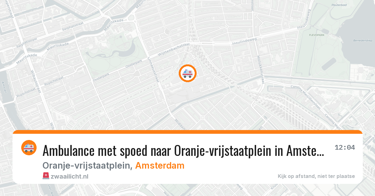 Ambulance met spoed naar Oranje-vrijstaatplein in Amsterdam — 21 mei 2026