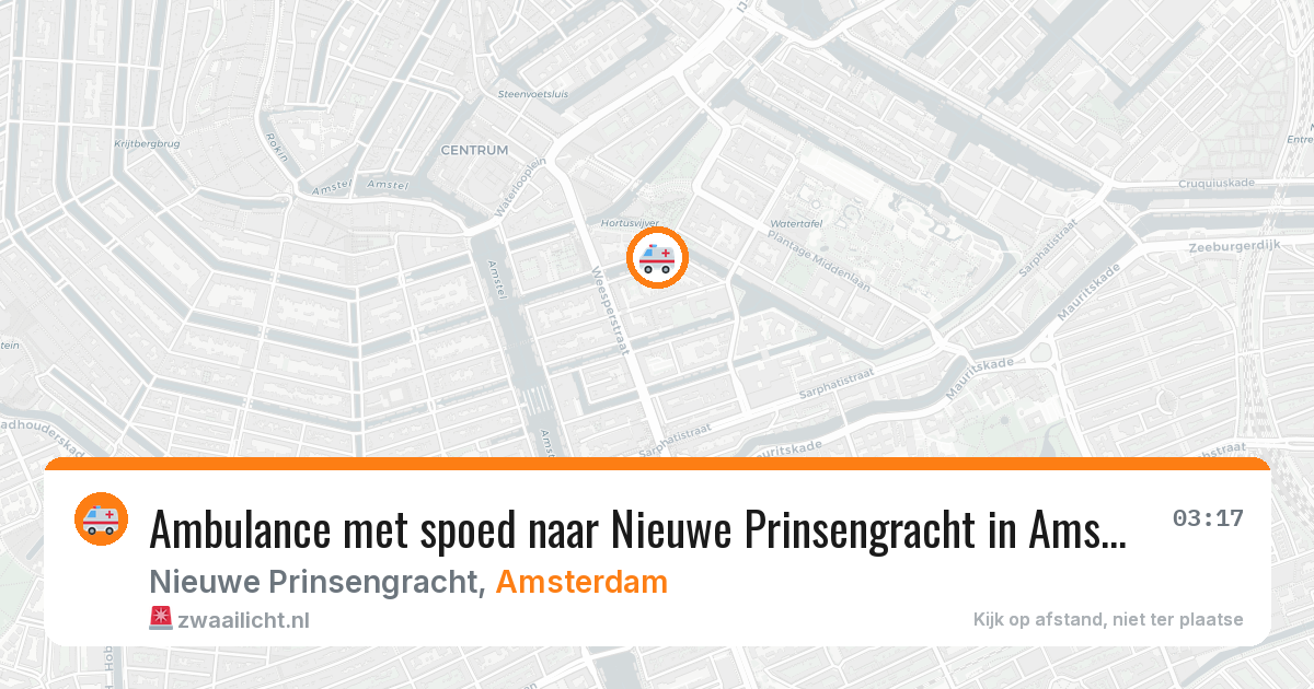 Ambulance met spoed naar Nieuwe Prinsengracht in Amsterdam — 15 aug 2026