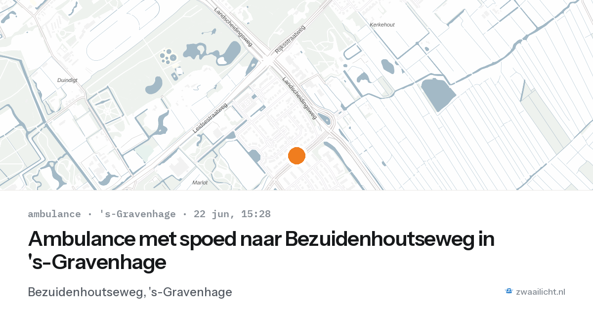 Ambulance met spoed naar Bezuidenhoutseweg in 's-Gravenhage — 22 jun 2026