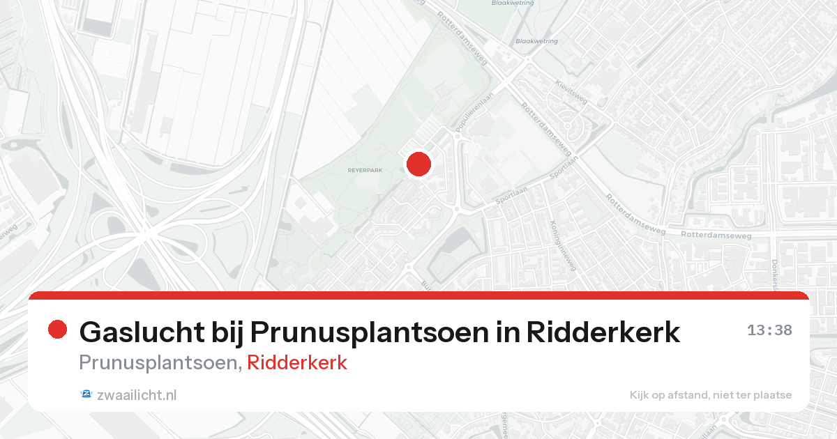 Gaslucht bij Prunusplantsoen in Ridderkerk — 17 aug 2026