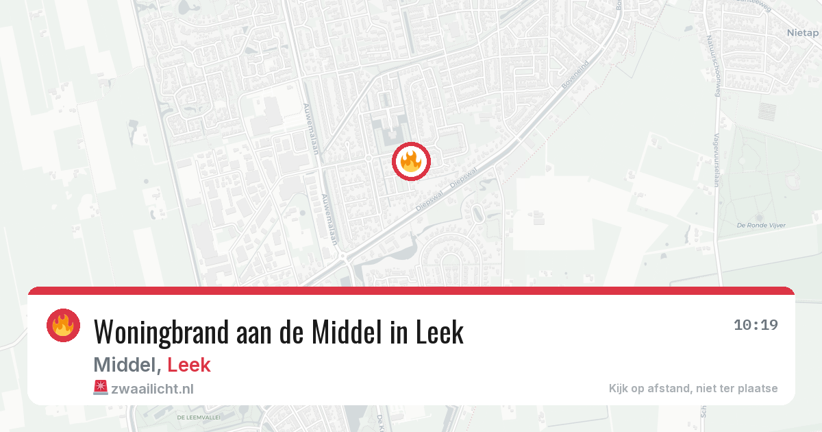 Woningbrand aan de Middel in Leek — 21 jul 2026