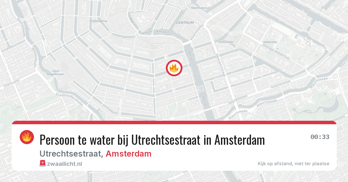 Persoon te water bij Utrechtsestraat in Amsterdam — 1 aug 2026