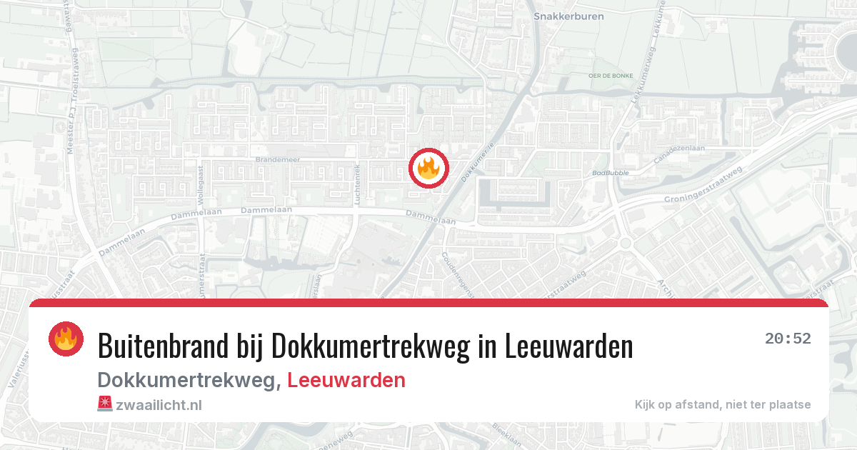 Buitenbrand bij Dokkumertrekweg in Leeuwarden — 5 aug 2026