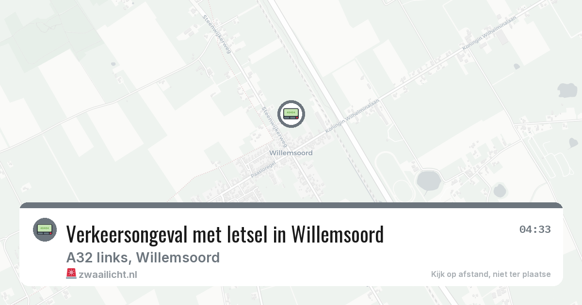 Verkeersongeval met letsel in Willemsoord — 15 jul 2026